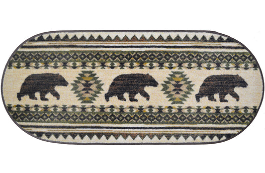 Cozy Cabin - Bear Brothers 20"x44"- Washable; Slip-Resistant Back, Made in the USA, 8mm pile height