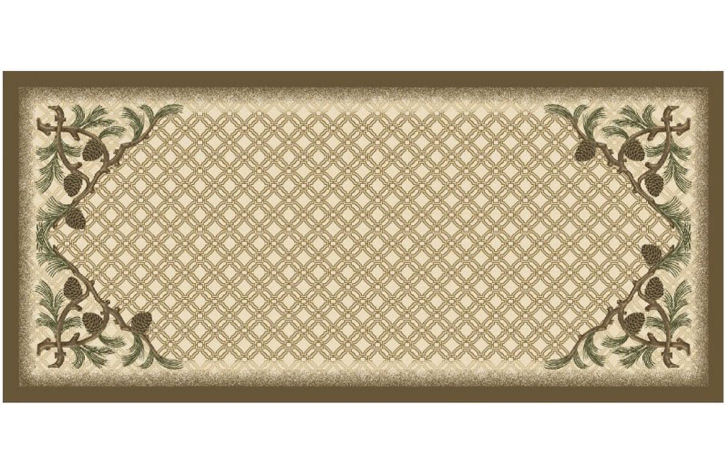 Cozy Cabin Pinecone Corner 20X44 Washable; Slip-Resistant Back, Made in the USA, 8mm pile height