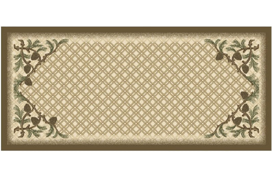 Cozy Cabin Pinecone Corner 20X44 Washable; Slip-Resistant Back, Made in the USA, 8mm pile height