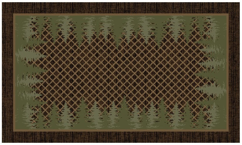 Cozy Cabin - Pine Tree Trellis 30"x46"- Washable, Made in the USA, 8mm pile height