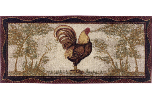 Cozy Cabin - Tall Rooster 20"x44"- Washable; Slip-Resistant Back, Made in the USA, 8mm pile height