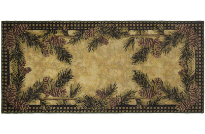 Cozy Cabin Pine Cone Gingham 20"x44"- Washable, Made in the USA, 8mm pile height