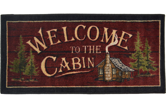 Cozy Cabin Welcome to the Cabin Washable; Slip-Resistant Back, Made in the USA, 8mm pile height