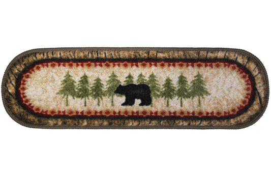 Cozy Cabin Birch Bear Stair Treads 9"x30" Washable ; (Pack of 13), Made in the USA, 8mm pile height