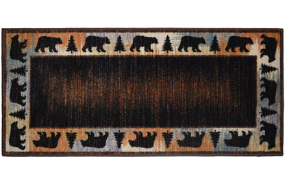 Cozy Cabin Wandering Bear 24"x60"- Washable, Made in the USA, 8mm pile height