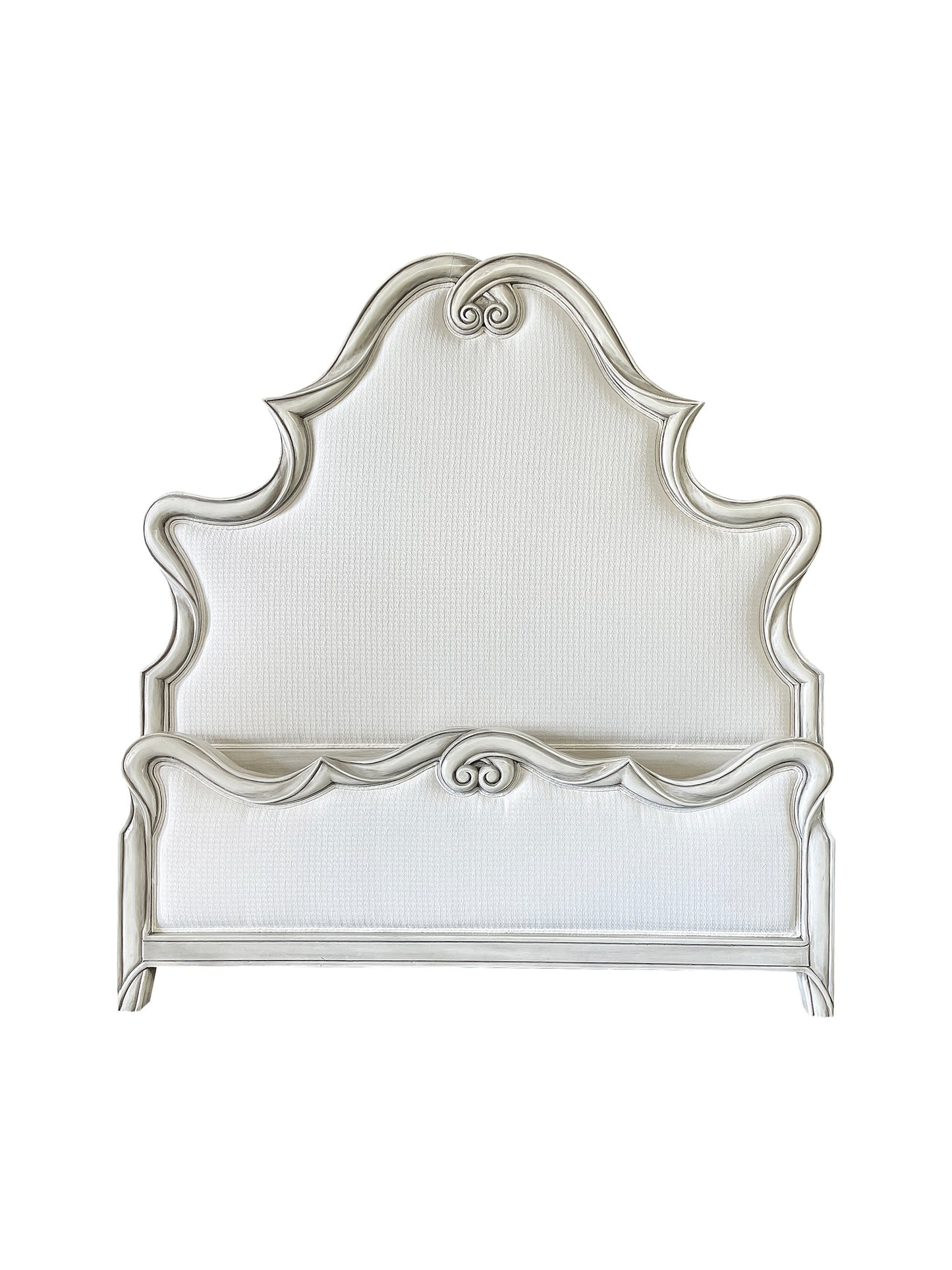 CELINE BED 88" Tall | Luxury French European Style | Upholstered Fabric | White Wood Frame | Bed Only | Includes Delivery and Assembly