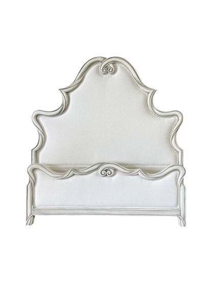 CELINE BED 88" Tall | Luxury French European Style | Upholstered Fabric | White Wood Frame | Bed Only | Includes Delivery and Assembly