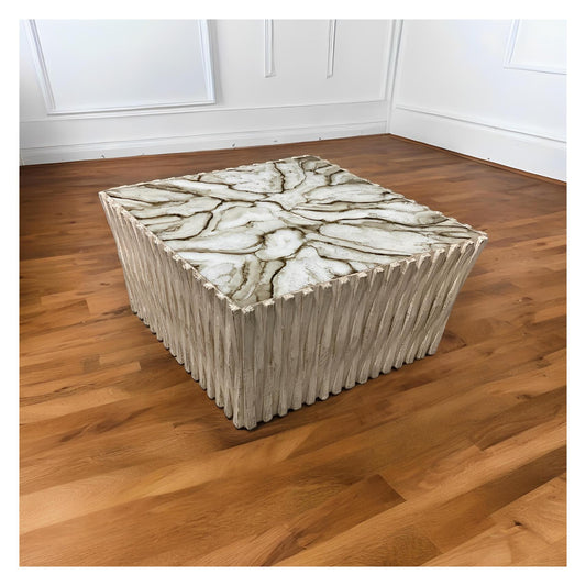 Mornac-sur-Seudre Coffee table - Rectangle, Silver, Ribbed Sides