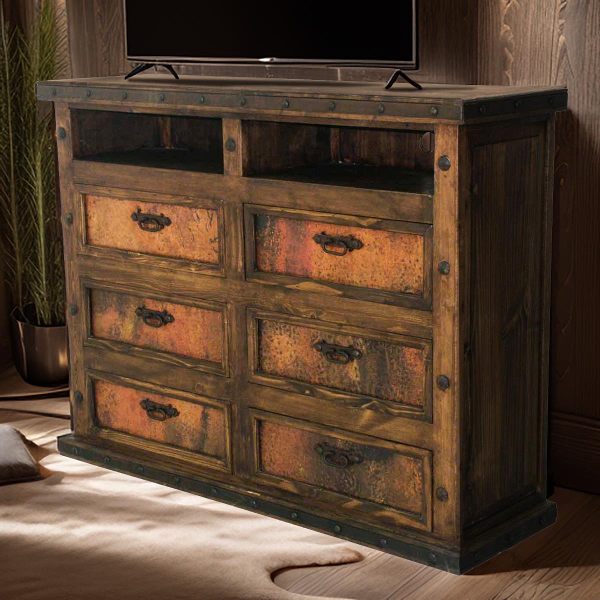 Rough Canyon Dresser/Tv Stand, Copper Drawers