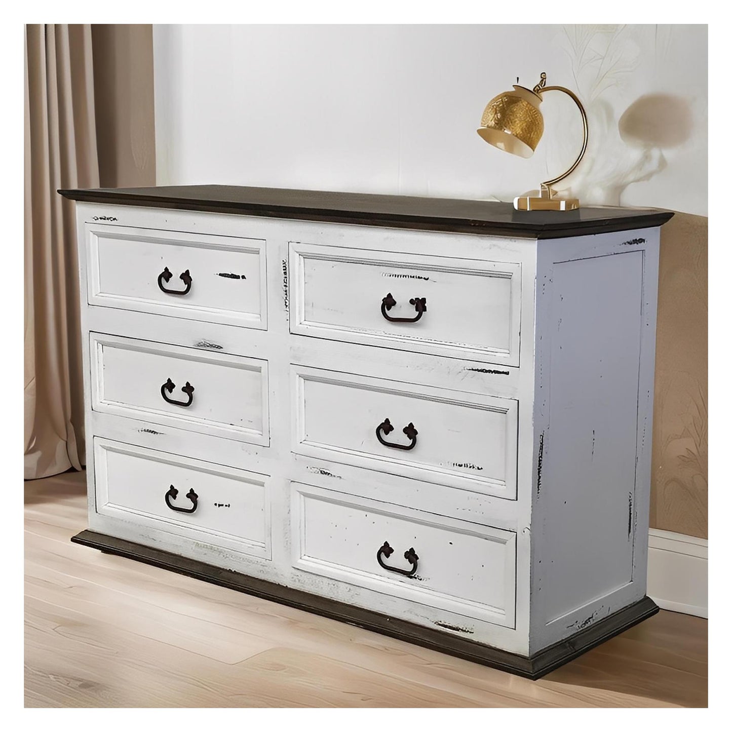 Brush Mountain Painted White Dresser, 6-Drawers