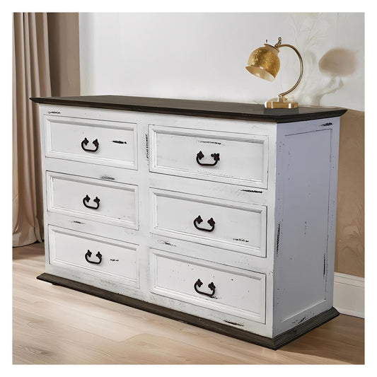 Brush Mountain Painted White Dresser, 6-Drawers