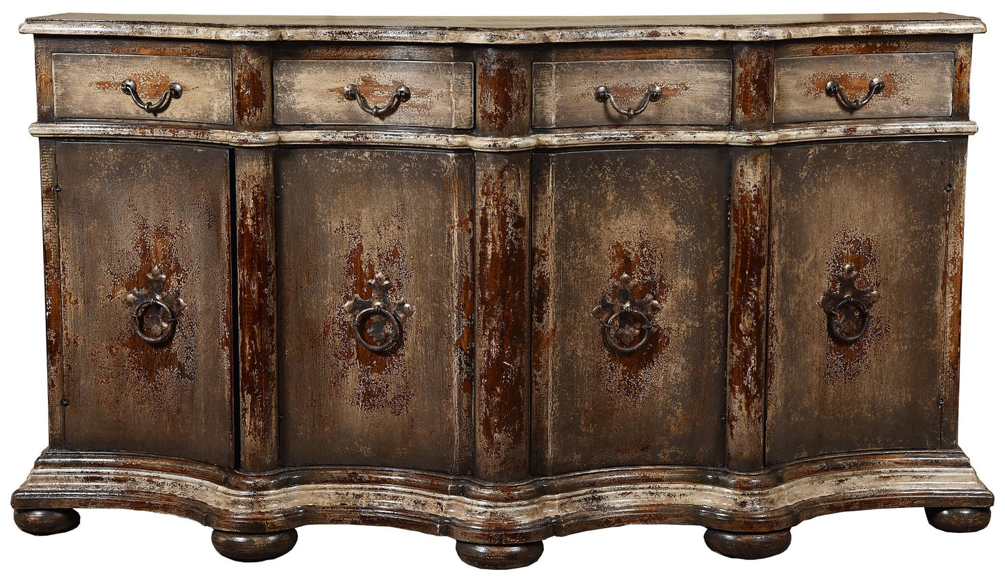 Florence Weathered Walnut Dining Buffet Table - Rustic Handcrafted 25x73x39