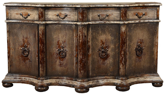 Florence Weathered Walnut Dining Buffet Table - Rustic Handcrafted 25x73x39