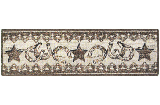 Cozy Cabin Cowboy Star Stair Tread 9"X30" Washable ; (Pack of 13), Made in the USA, 8mm pile height