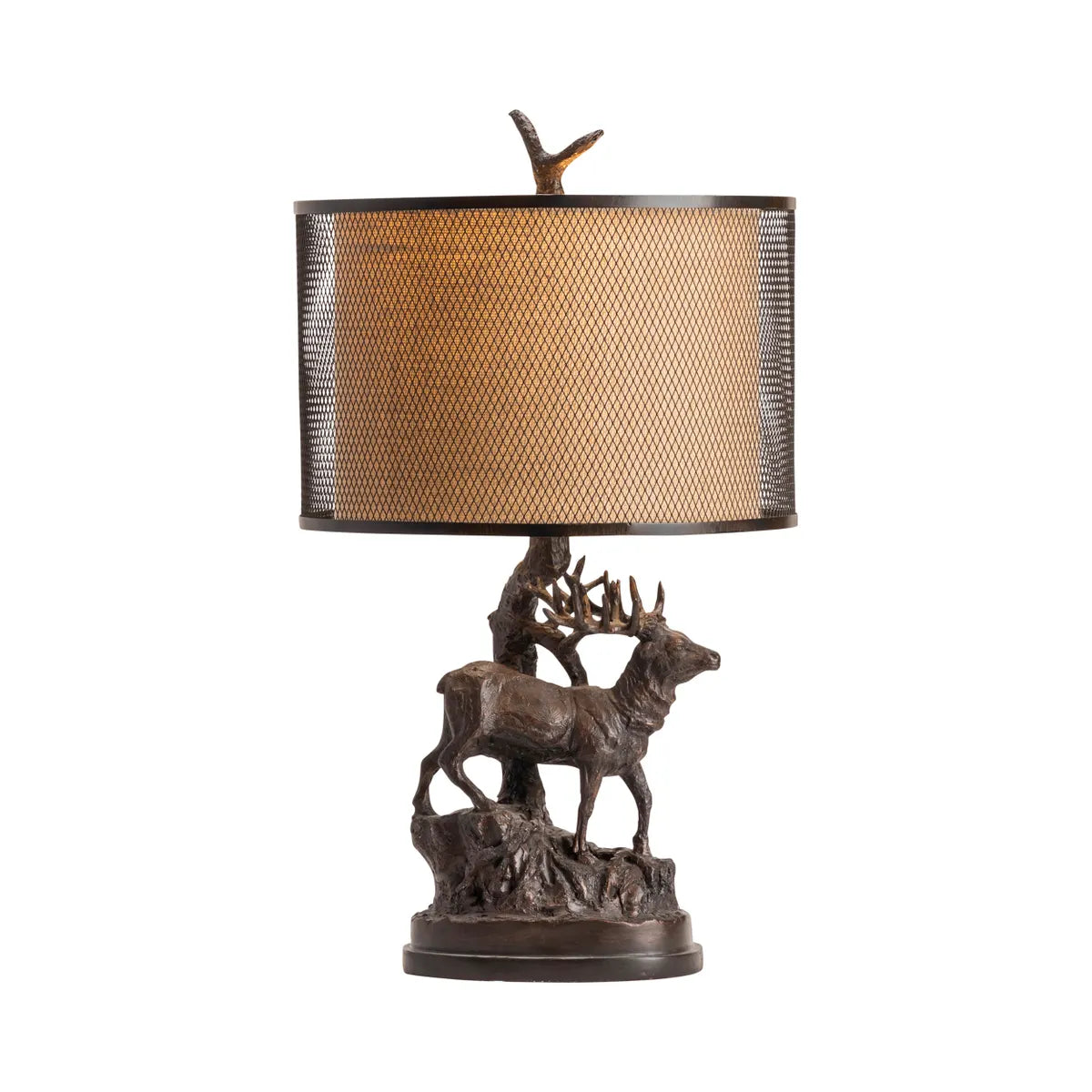 Elk at Dawn Table Lamps (2-Pack), Bronze, Rustic