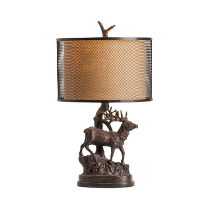 Elk at Dawn Table Lamps (2-Pack), Bronze, Rustic