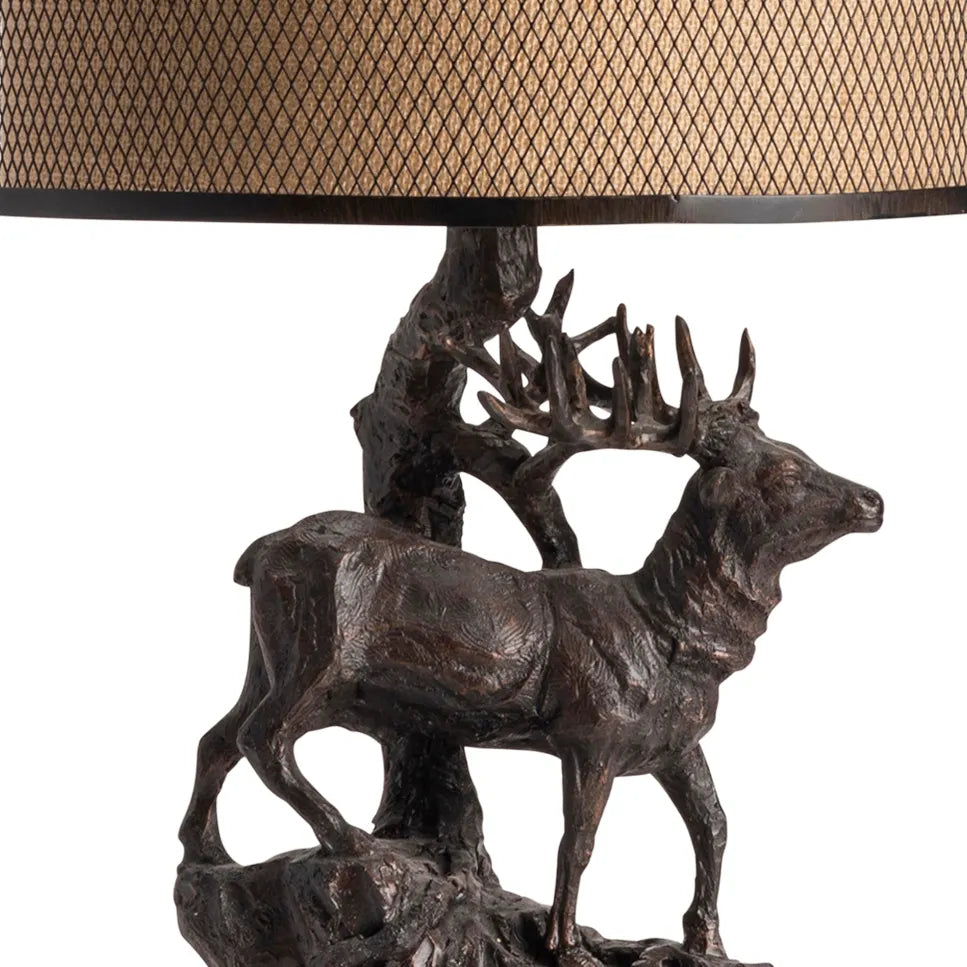 Elk at Dawn Table Lamps (2-Pack), Bronze, Rustic