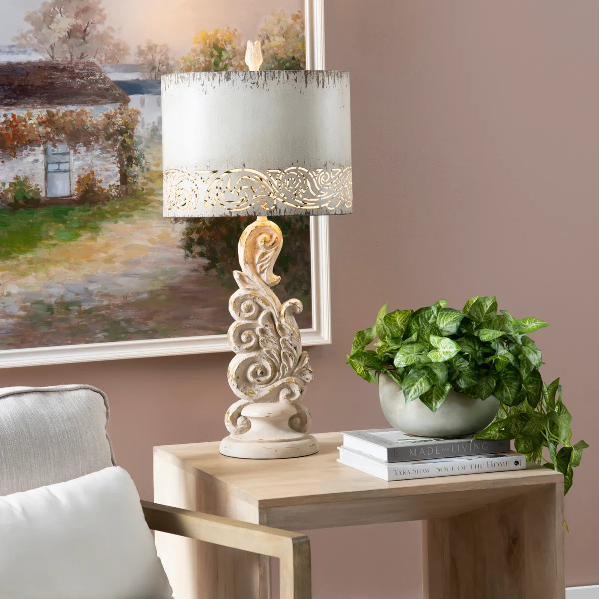 Rho of Windham Hollow Table Lamps (2-Pack), Beige, Rustic