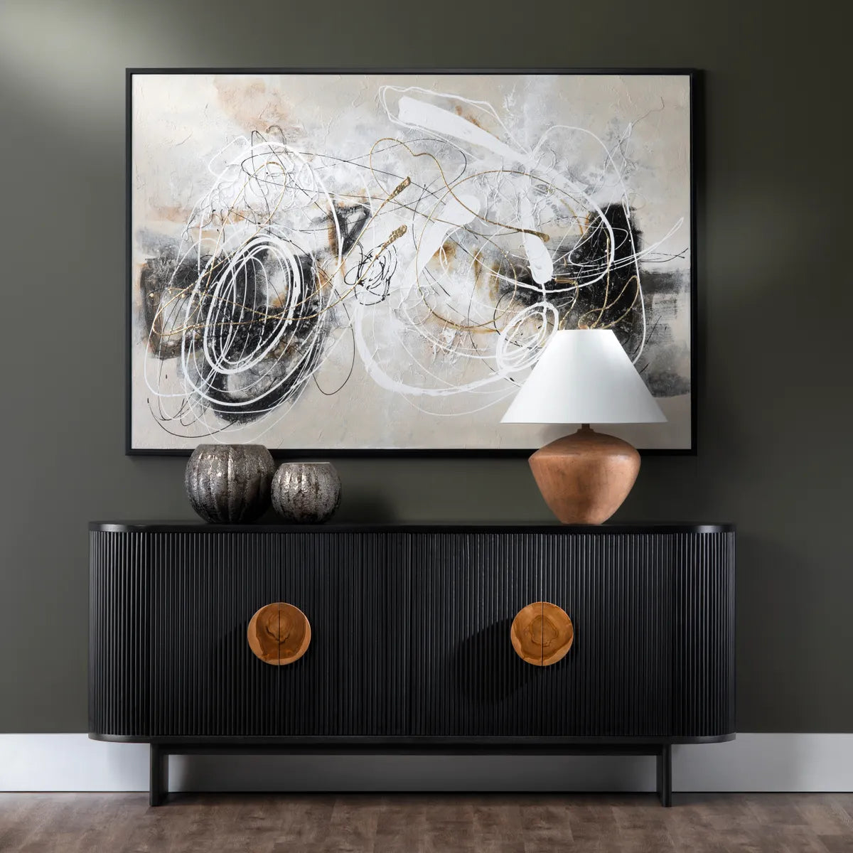 Glenhaven Four-Door Sideboard - Black - Transitional