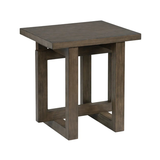 Radcliffe Square Cross-Base End Table – Dark Wood Finish (Set of 2)