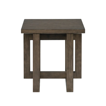 Radcliffe Square Cross-Base End Table – Dark Wood Finish (Set of 2)