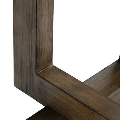 Radcliffe Square Cross-Base End Table – Dark Wood Finish (Set of 2)