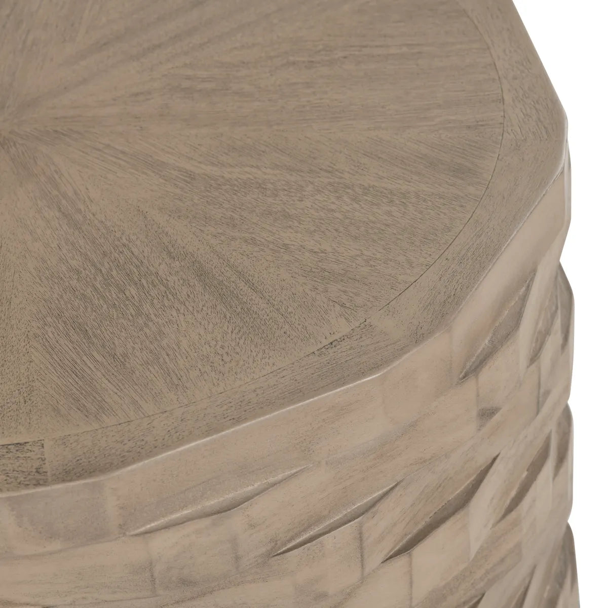 Wyndham Round Stacked Wood End Table – Sculpted Design (Set of 2)