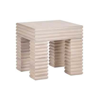 Wellington Square Ribbed Leg End Table – Whitewashed Finish (Set of 2)