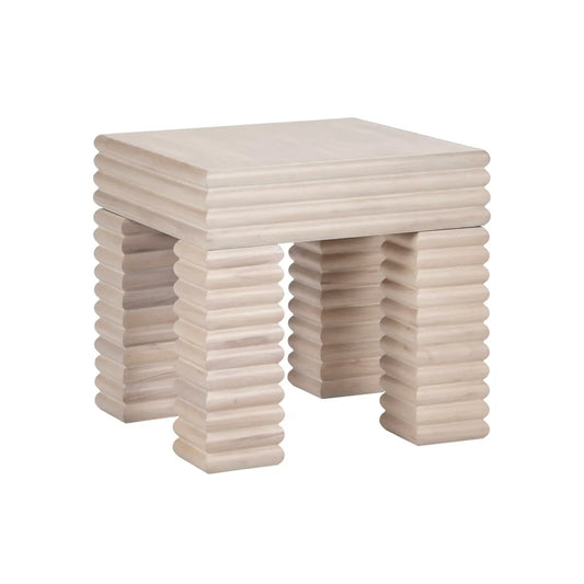 Wellington Square Ribbed Leg End Table – Whitewashed Finish (Set of 2)