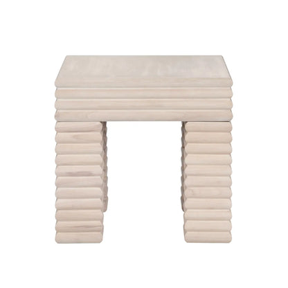 Wellington Square Ribbed Leg End Table – Whitewashed Finish (Set of 2)