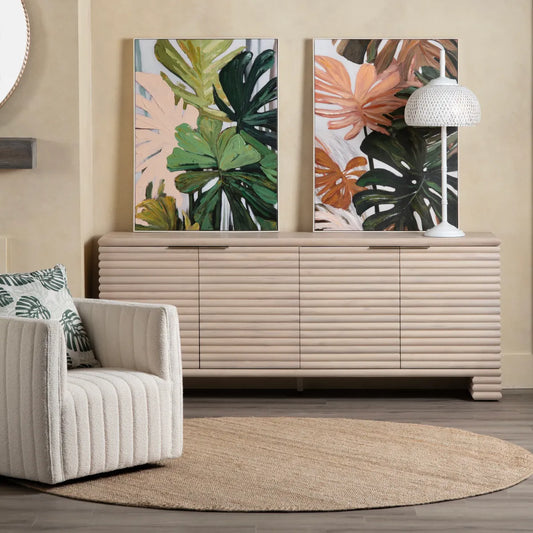 Mapleglen Four-Door Cabinet - Natural - Coastal, Transitional