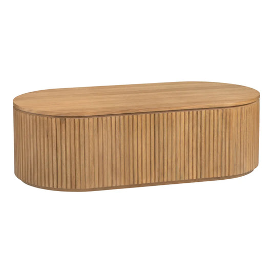 Covington Oval Slatted Drum Cocktail or Coffee Table