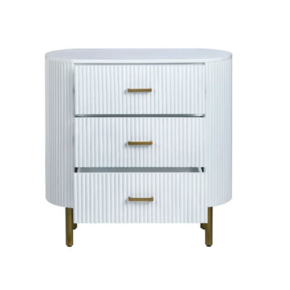 Camden Painted White Nightstands (2-Pack) Transitional, tapered legs, felt-lined top drawers