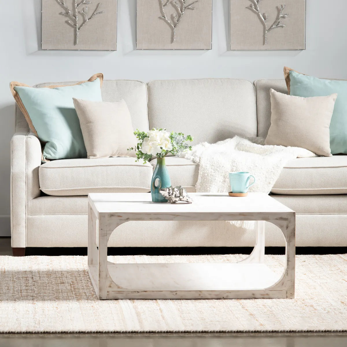 Fairfield Open-Block Rectangular Cocktail or Coffee Table