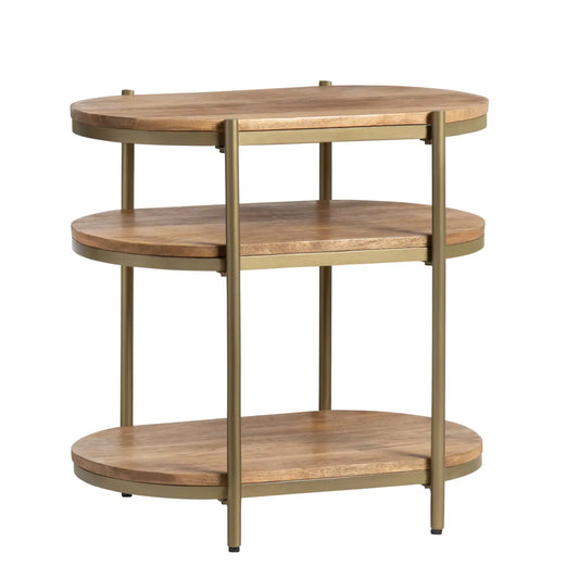Redmond End Table (Set of 2) - Round - Solid Wood - Metal Frame - Storage