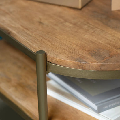 Redmond End Table (Set of 2) - Round - Solid Wood - Metal Frame - Storage