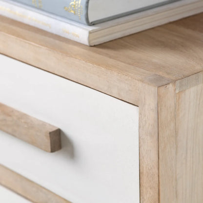 Lenox Stained White Nightstands (2-Pack), Mango Wood, Coastal, Transitional, tapered legs, solid wood craftsmanship