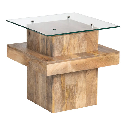Halifax End Table (Set of 2) - Solid Wood - Glass Top