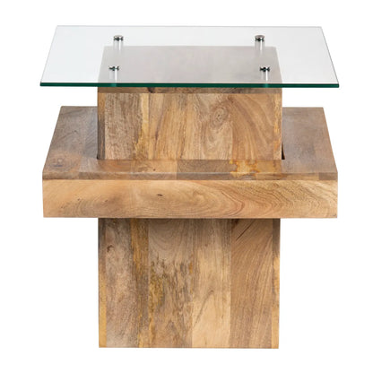 Halifax End Table (Set of 2) - Solid Wood - Glass Top