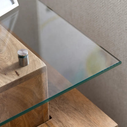 Halifax End Table (Set of 2) - Solid Wood - Glass Top