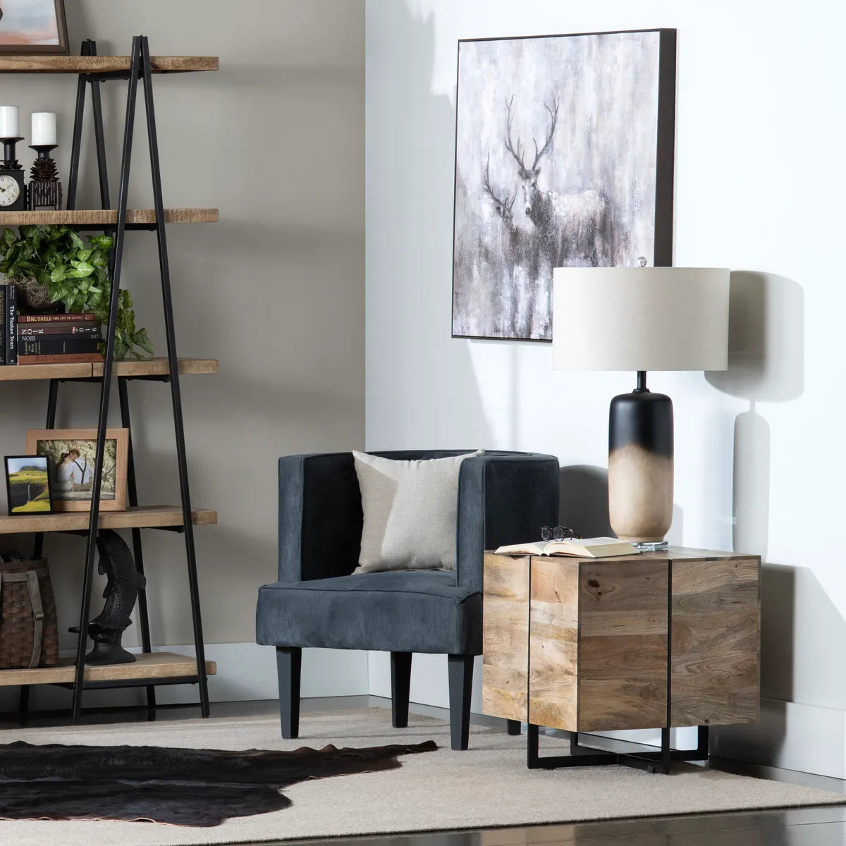 Norwood End Table (Set of 2) - Solid Wood - Metal Frame