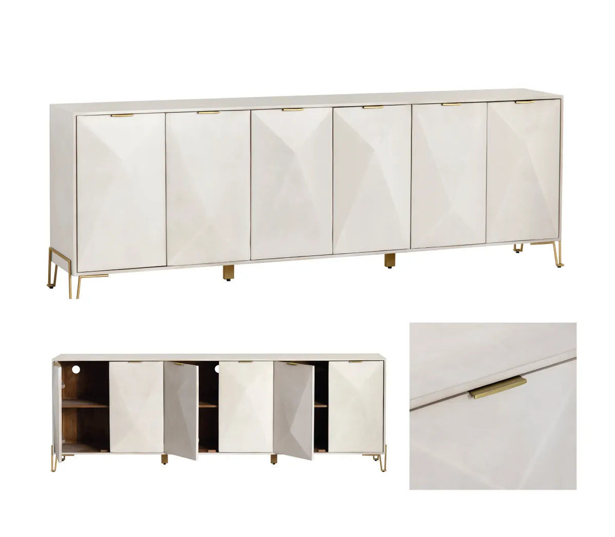 Westerdale Six-Door Sideboard - White - Contemporary, Transitional