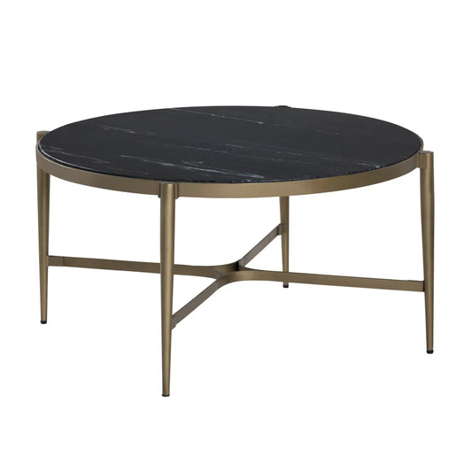 Somerset Black Marble Round Cocktail or Coffee Table