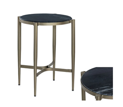 Somerset End Table (Set of 2) - Round - Metal Frame - Marble Top