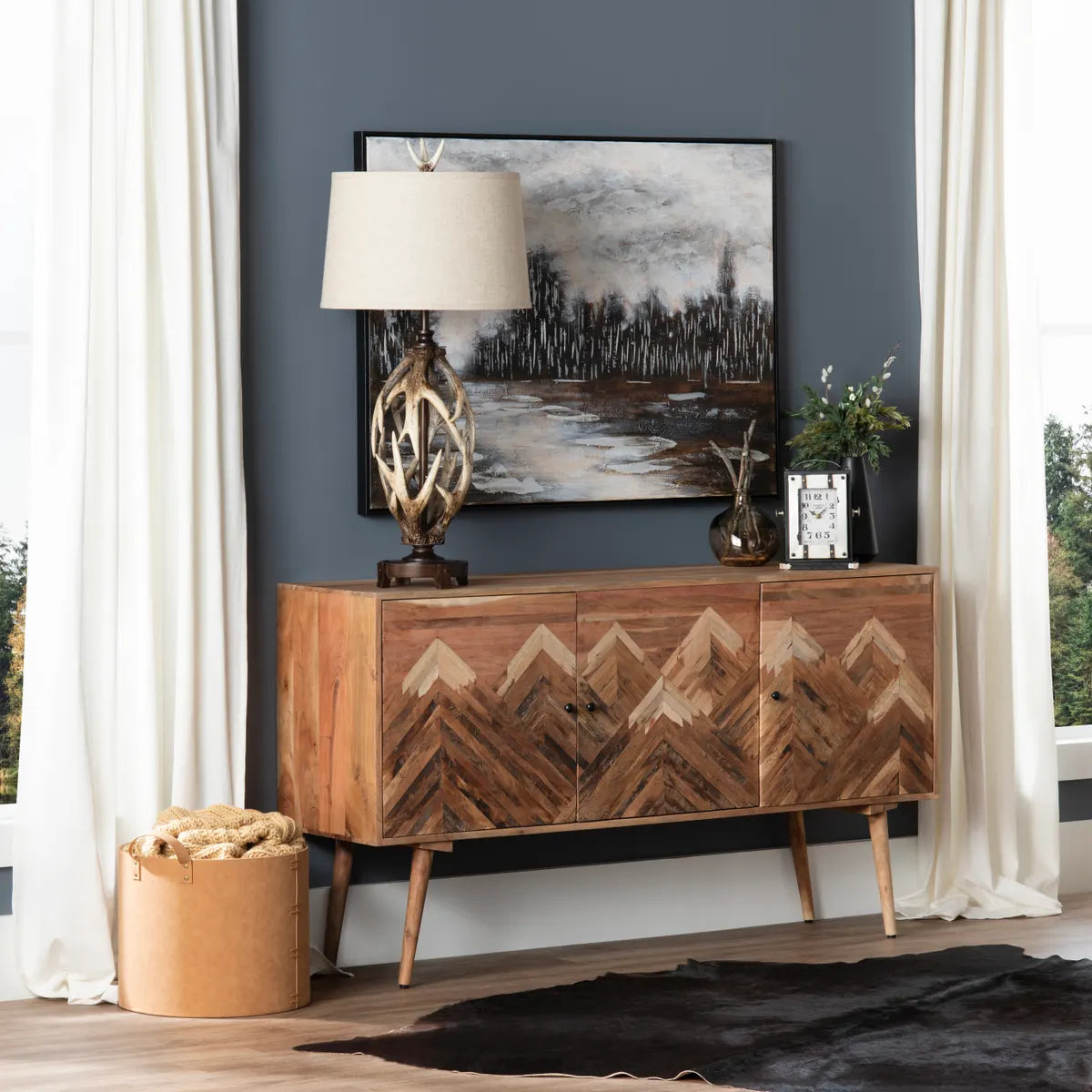 Zephyr Glen Nevada Three-Door Sideboard - Brown - Rustic