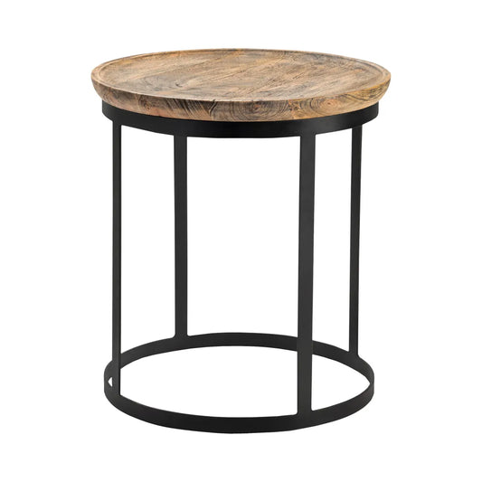 Brentwood End Table (Set of 2) - Round - Solid Wood - Metal Frame