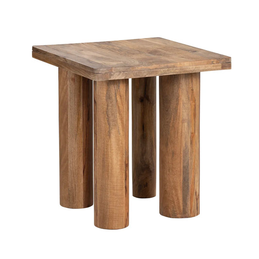 Hadley Square Solid Wood End Table – Cylindrical Legs (Set of 2)