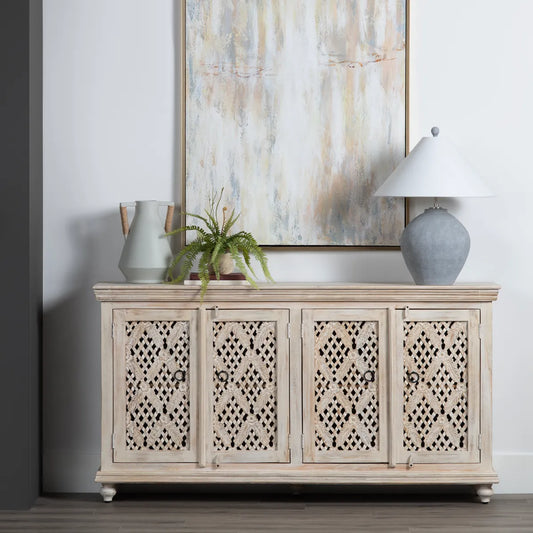 Greystone Four-Door Sideboard - White - Coastal
