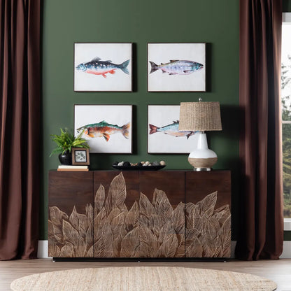 Hartleigh Leaf Four-Door Sideboard - Brown - Transitional