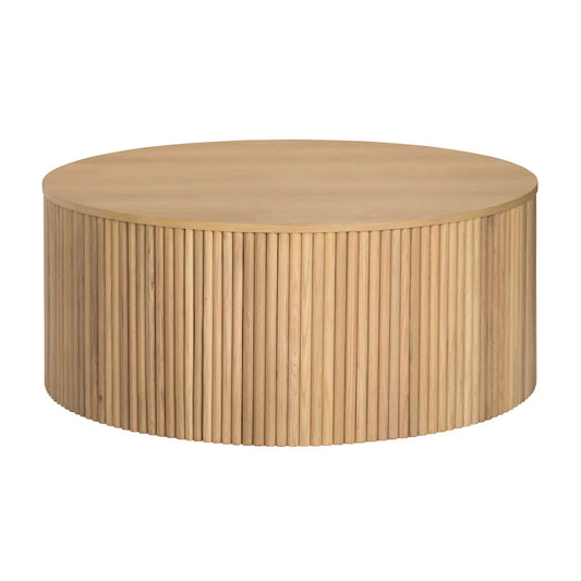 Ellington Slatted Round Drum Cocktail or Coffee Table